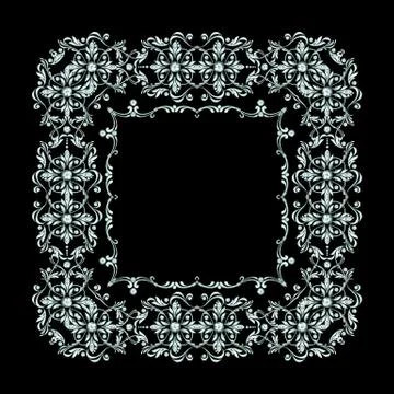 Silver baroque frame Stock Illustration