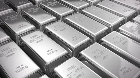 Silver Bars Ingots in a 3D animation Stock Footage 241631589