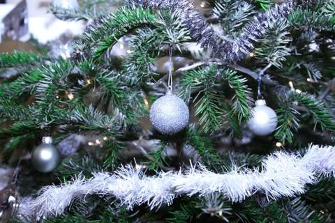 Silver baubles Stock Photos
