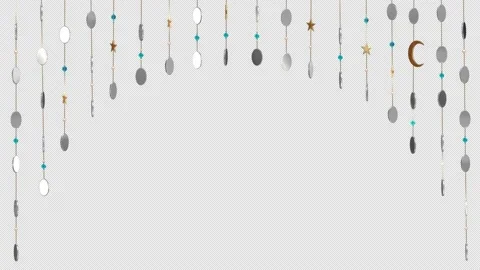 Silver Beaded Curtain Arch Mixed Stock Footage 147344760