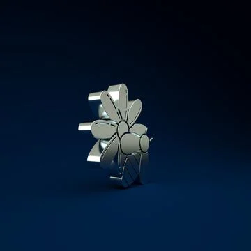 Silver Bee and flower icon isolated on blue background. Sweet natural food. H 스톡 일러스트