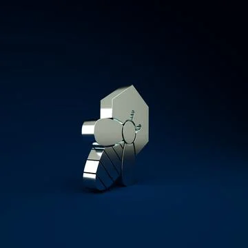 Silver Bee and honeycomb icon isolated on blue background. Honey cells. Honey 스톡 일러스트