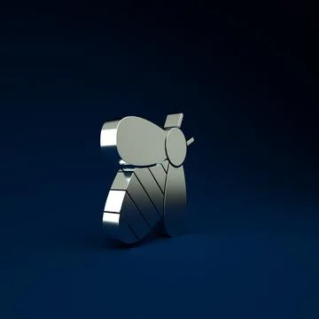 Silver Bee icon isolated on blue background. Sweet natural food. Honeybee or  스톡 일러스트