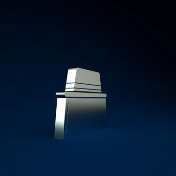 Silver Beekeeper with protect hat icon isolated on blue background. Special p Illustrazione stock
