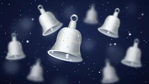 Silver Bells Animation with Starry Night Background Holiday Theme Christmas Stock Footage 345940516