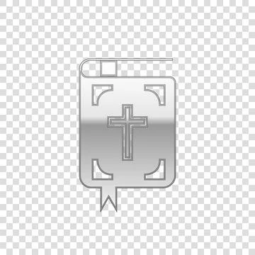 Silver Bible book isolated object on transparent background. Holy Bible boo.. イラスト素材