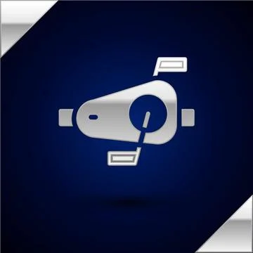 Silver Bicycle pedals icon isolated on dark blue background.  Vector Stock Illustration