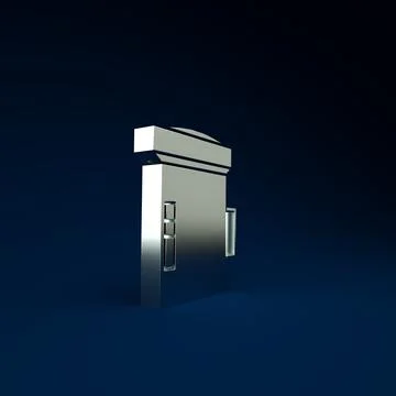 Silver Big flashlight for diver icon isolated on blue background. Diving unde 스톡 일러스트