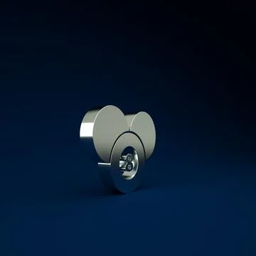 Silver Billiard pool snooker 8 ball icon isolated on blue background. Billiar Illustrazione stock