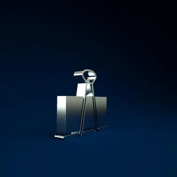 Silver Binder clip icon isolated on blue background. Paper clip. Minimalism c Stock Illustration