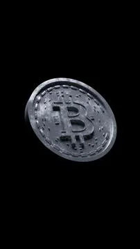 Silver bitcoin on black background. 3D Render Stock Illustration