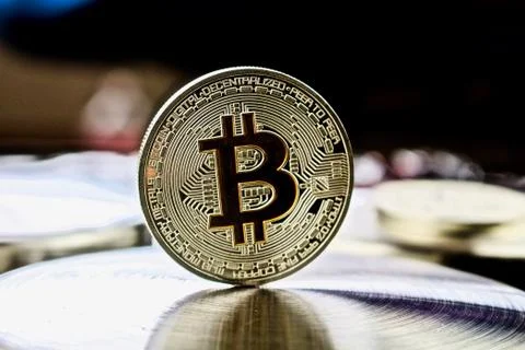 Silver bitcoin coin Stock Photos