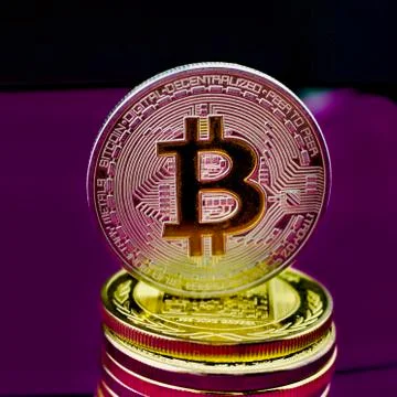 Silver bitcoin coin Stock Photos