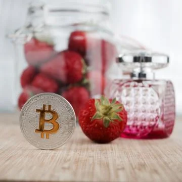 Silver bitcoin coin Stock Photos