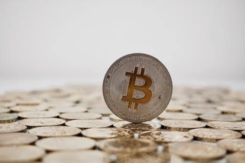 Silver bitcoin coin Stock Photos