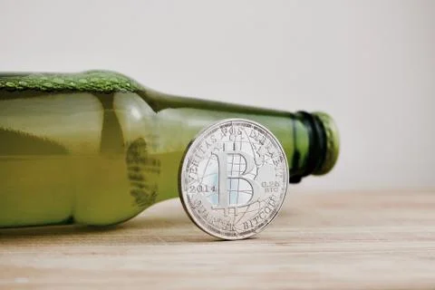 Silver bitcoin coin Stock Photos