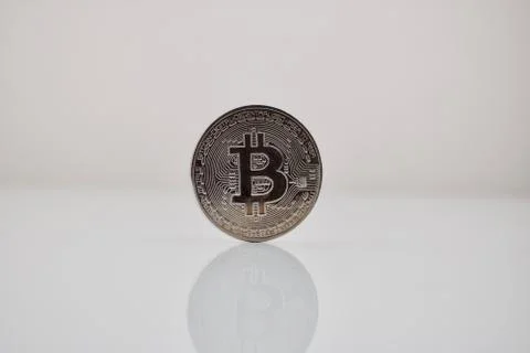 Silver bitcoin coin Stock Photos