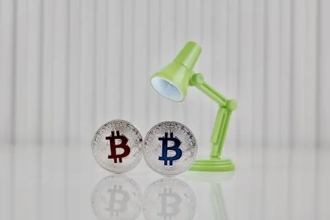Silver bitcoin coin Stock Photos