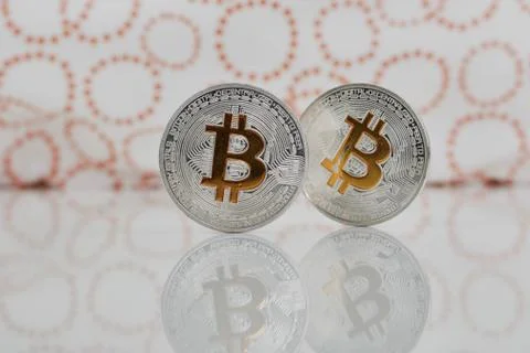 Silver bitcoin coin Stock Photos