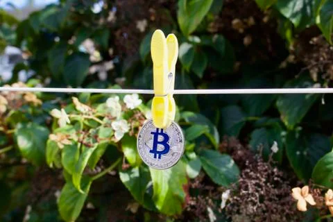 Silver bitcoin coin Stock Photos
