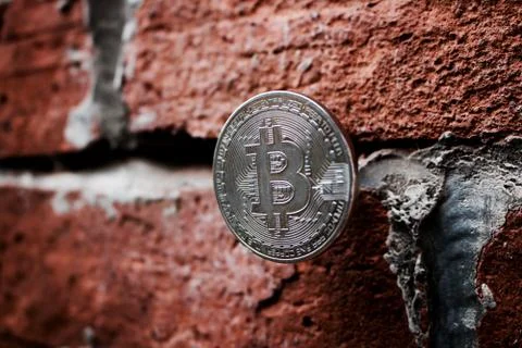 Silver bitcoin coin Stock Photos