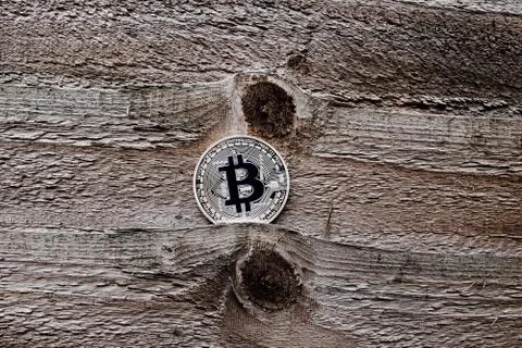 Silver bitcoin coin Stock Photos