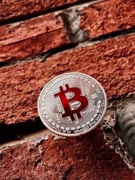 Silver bitcoin coin Foto stock
