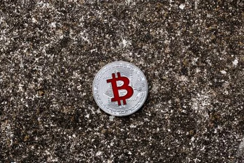 Silver Bitcoin coin Stock Photos
