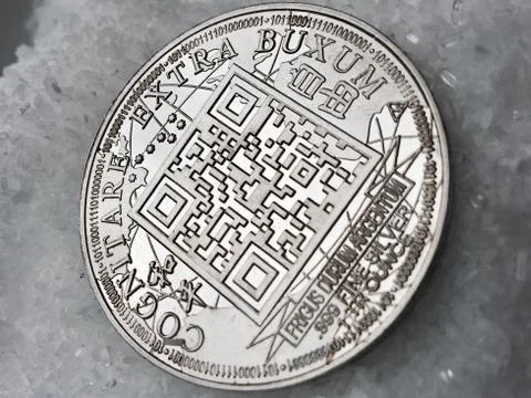 Silver bitcoin coin Foto stock