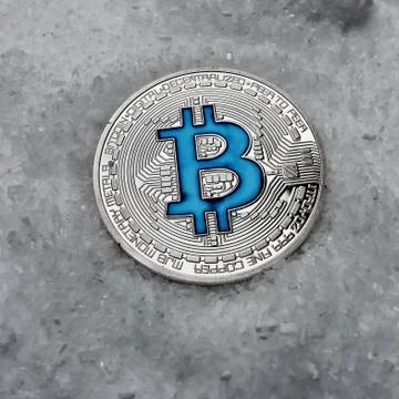 Silver bitcoin coin Stock Photos