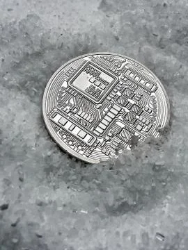 Silver bitcoin coin Stock Photos