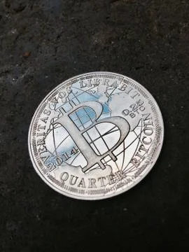 Silver bitcoin coin Stock Photos