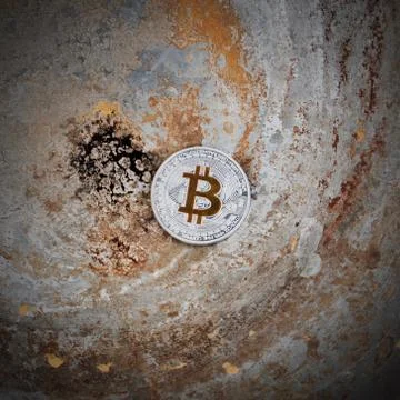 Silver Bitcoin Coin Stock Photos