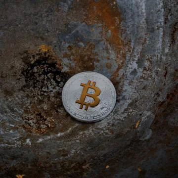 Silver Bitcoin Coin Foto stock