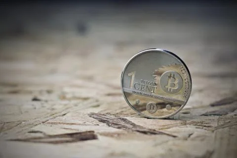 Silver Bitcoin coin Stock Photos