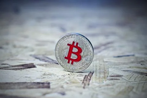 Silver Bitcoin coin Stock Photos