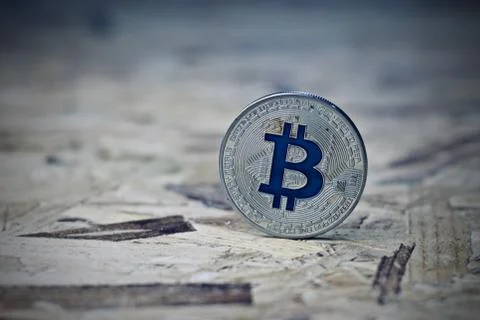 Silver Bitcoin coin Stock Photos