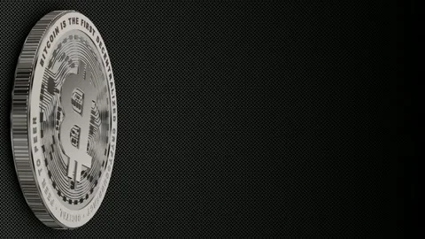 Silver Bitcoin Coin Spinning Side View Motion Graphic 스톡 동영상 342707793