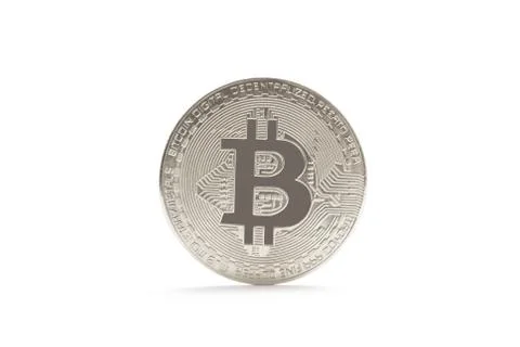 Silver bitcoin isolated Stock Photos
