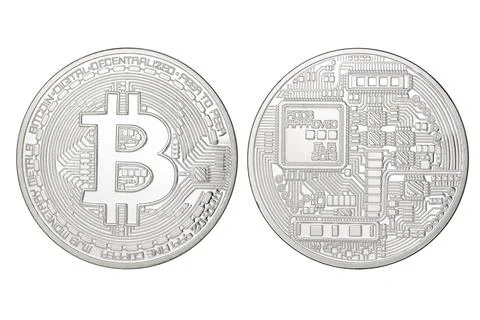 Silver Bitcoin isolated Stock Photos