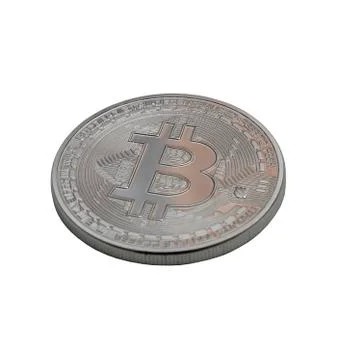 Silver bitcoin isolated on white background Stock Photos