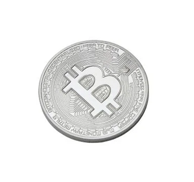 Silver bitcoin isolated on white background Stock Photos