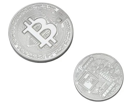 Silver bitcoin isolated on white background Stock Photos