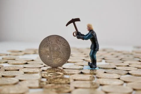 Silver bitcoin mining Stock Photos