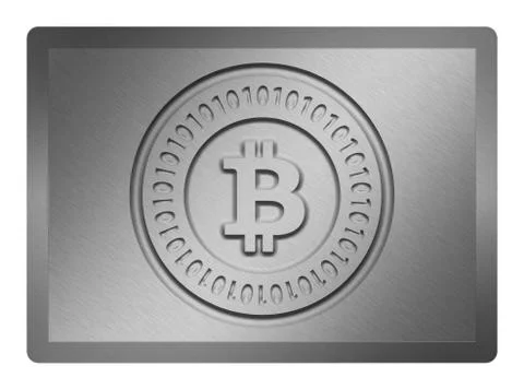 Silver Bitcoin Plate Illustrazione stock