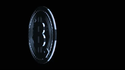 Silver bitcoin rotating on the black background. Stock Footage 131116280