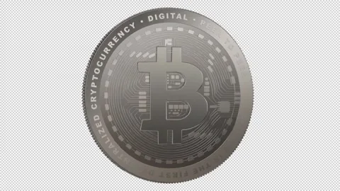 Silver Bitcoin Rotation, Alpha Channel, Business, Looped, Exclusive Stock Footage 302591742