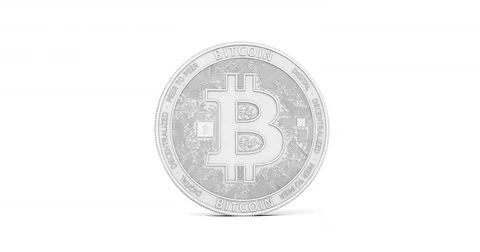 Silver Bitcoin spinning in perfect loop on white background. 스톡 동영상 82286026