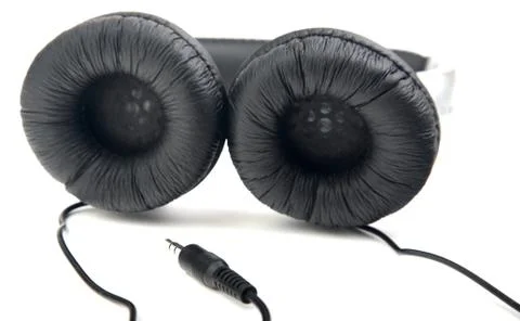 Silver-black headphone Stock Photos