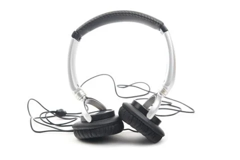 Silver-black headphone Stock Photos
